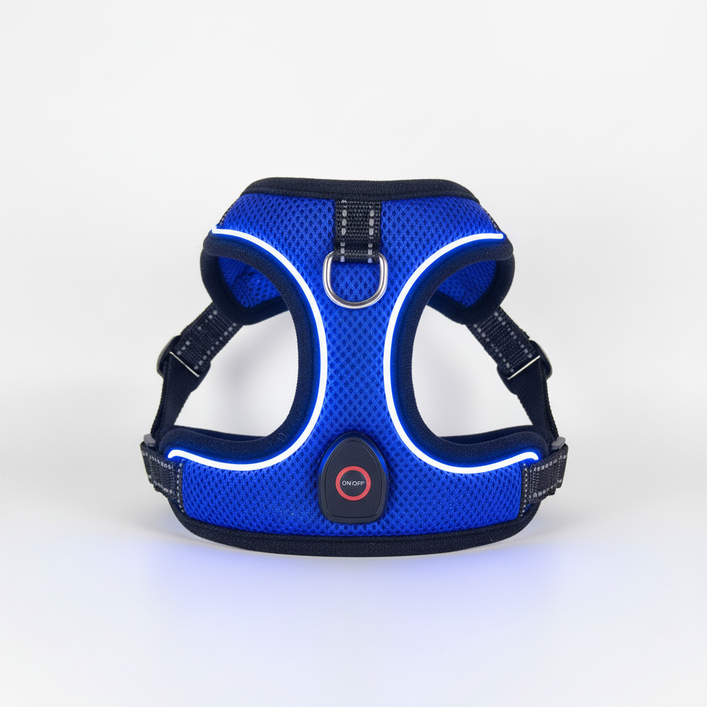Blue Night-Shield Pro harness product shot on white background